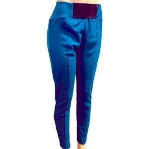 Blue Tapered Ankle Zipper Leggings Pants